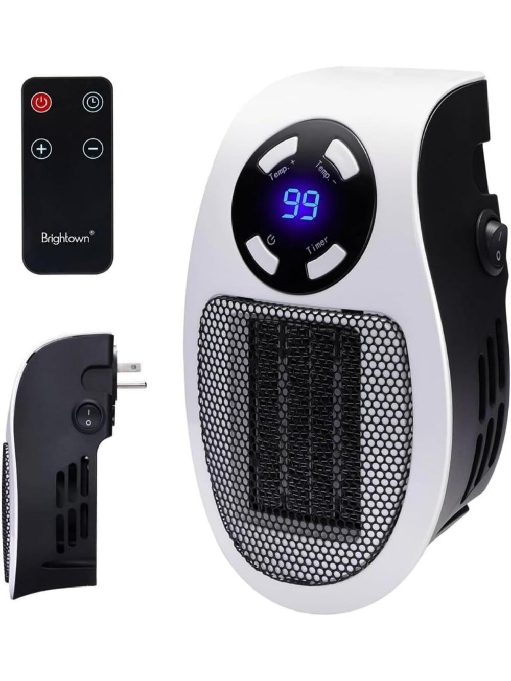 450W Portable Wall Plug-In Heater with Remote Control - Energy Efficient